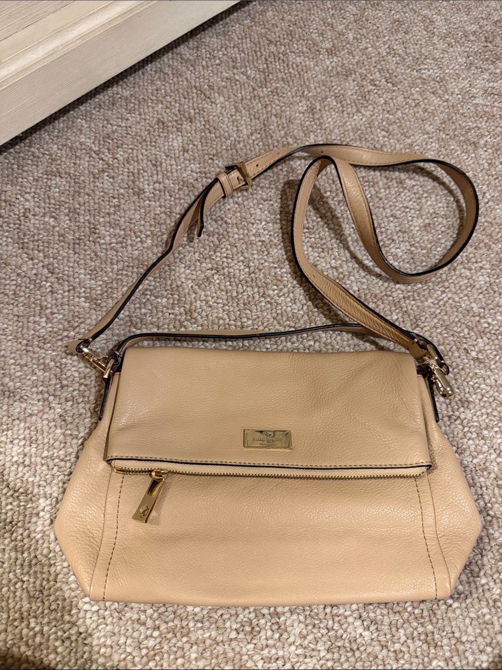 kate spade Beige Pebbled Leather Crossbody Bag